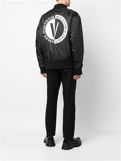 versace jeans padded jacket with logo print|Versace Jeans couture logo.